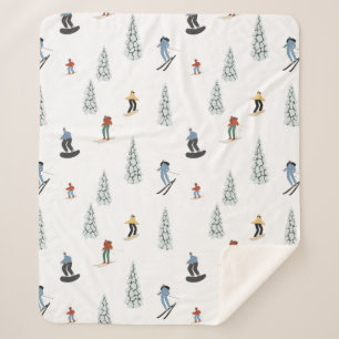 Couverture Sherpa Motif de descente d'hiver