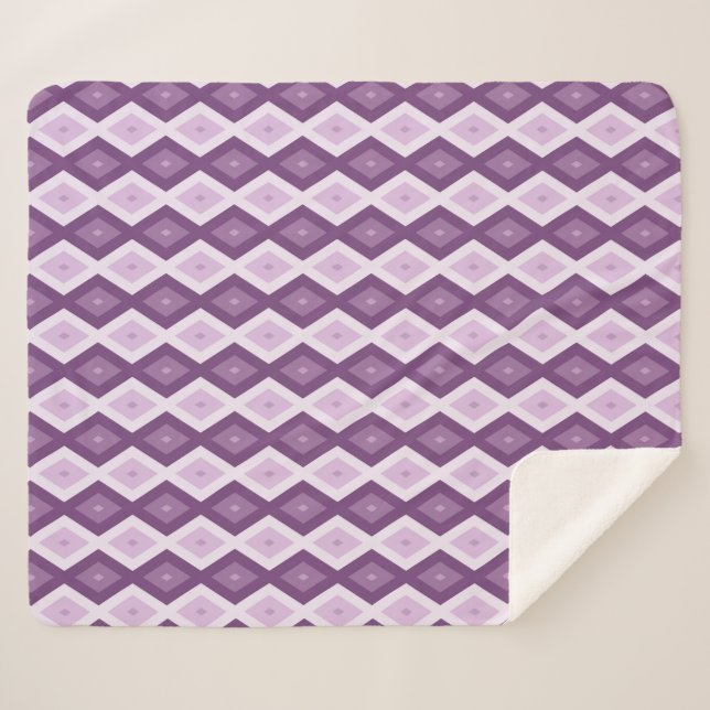 Couverture Sherpa Motif de diamant violet (Devant (Horizontal))