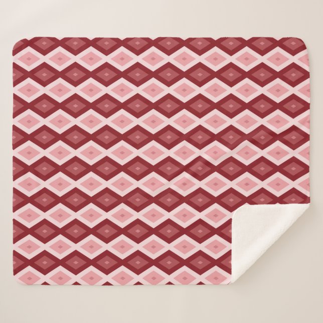 Couverture Sherpa Motif de diamants rouges (Devant (Horizontal))