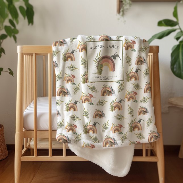 Couverture Sherpa Motif de dinosaure à l'aquarelle | Sherpa monogram (Créateur téléchargé)