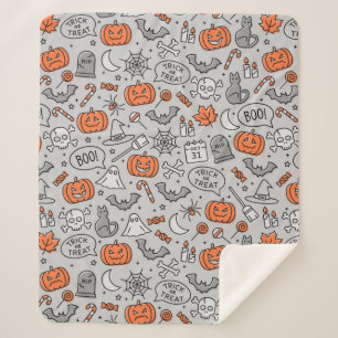 Couverture Sherpa Motif de doodle pour les enfants mignons Halloween