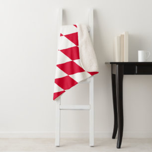 Couverture Sherpa Motif de drapeau diamant Bavière rouge et blanc