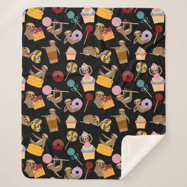 Couverture Sherpa Motif de festins de bonbon à paresse (Devant)