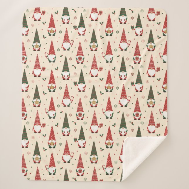 Couverture Sherpa Motif de fête de gnome de Noël (Devant)