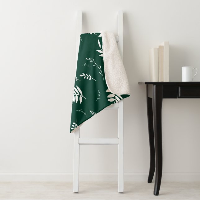 Couverture Sherpa motif de feuille (En situation)