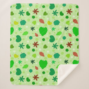 Couverture Sherpa Motif de feuille avec diverses formes et couleurs