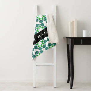 Couverture Sherpa Motif de feuille, feuilles vertes, votre nom