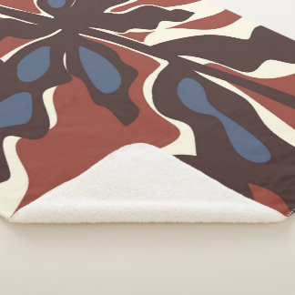 Couverture Sherpa Motif de feuille rétro abstrait