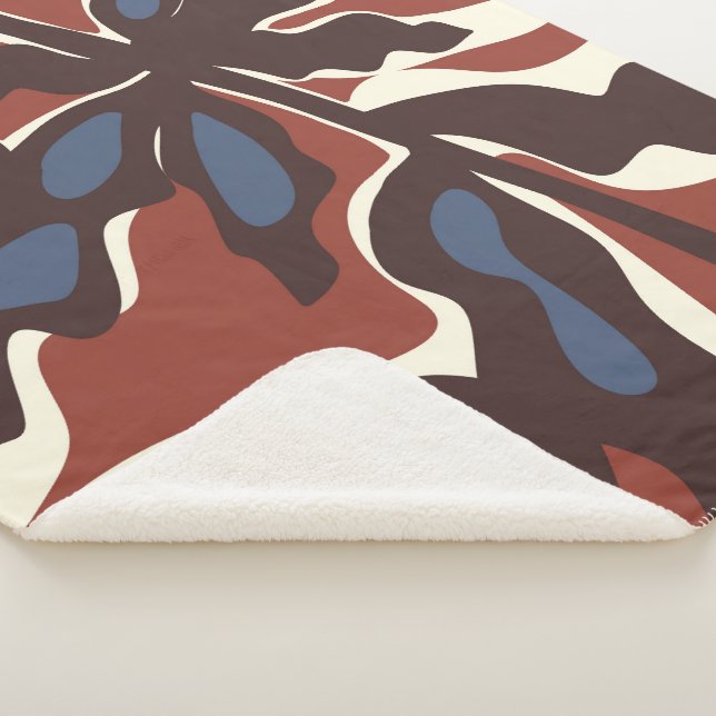 Couverture Sherpa Motif de feuille rétro abstrait  (3/4)