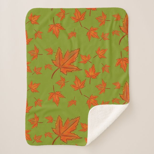 Couverture Sherpa Motif de feuilles d'érable (Devant)
