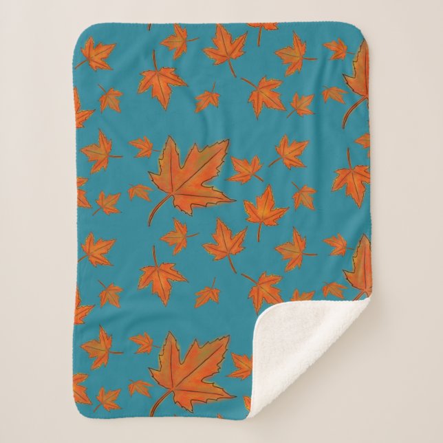 Couverture Sherpa Motif de feuilles d'érable (Devant)