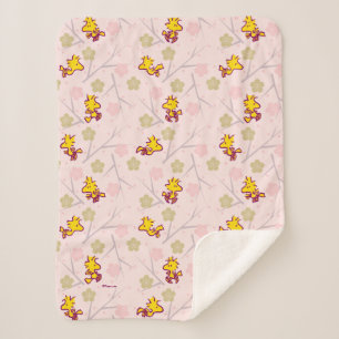 Couverture Sherpa Motif de fleurs de cerisiers roses Woodstock