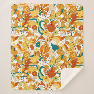 Couverture Sherpa Motif de fleurs de champignons Super rétro