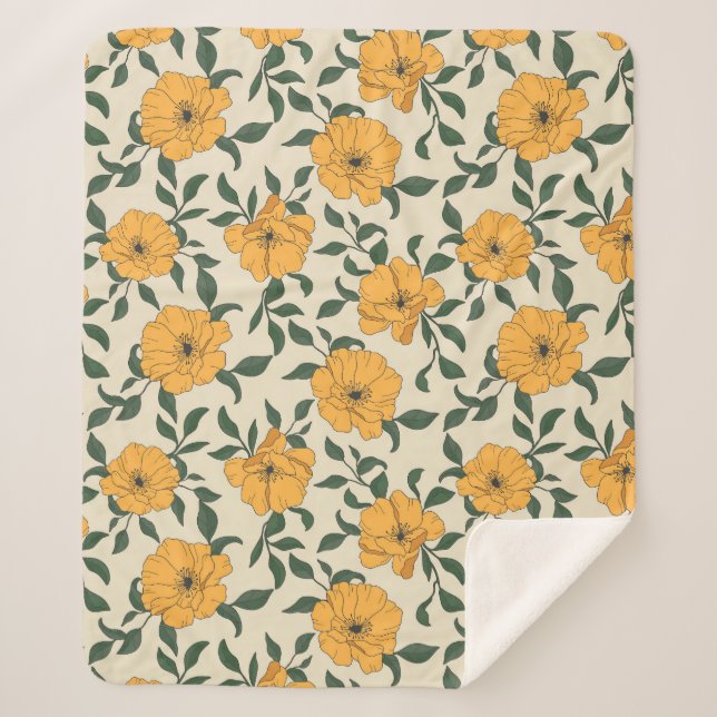Couverture Sherpa Motif de fleurs de crapaud orange (Devant)