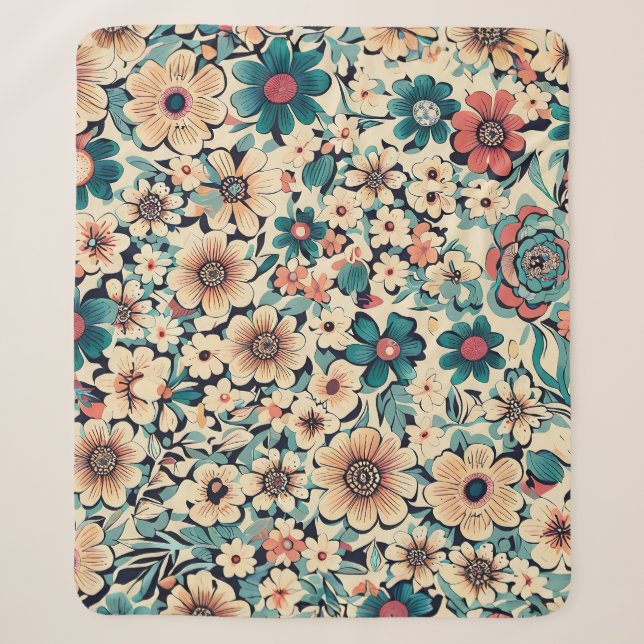 Couverture Sherpa Motif de fleurs de printemps de Bohême (Devant)