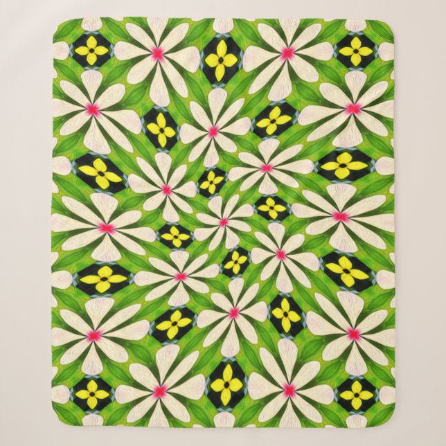 Couverture Sherpa Motif de fleurs esthétiques (Devant)