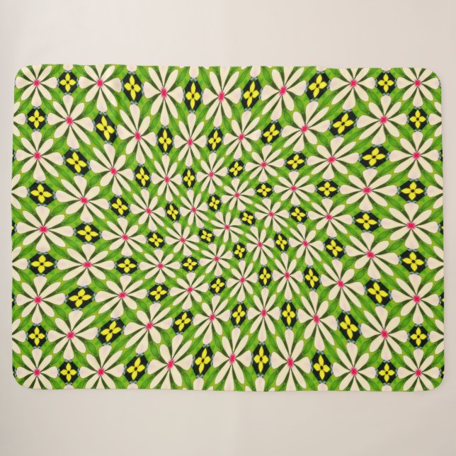 Couverture Sherpa Motif de fleurs esthétiques (Devant (Horizontal))