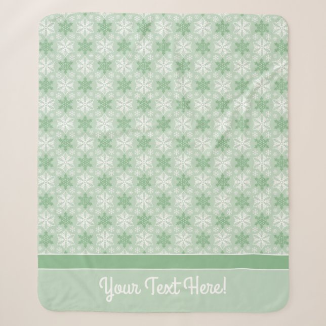 Couverture Sherpa Motif de flocon blanc vert et blanc d'hiver (Devant)
