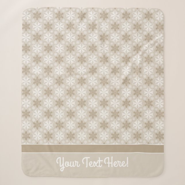 Couverture Sherpa Motif de Flocon de neige blanc Brown brillant Tan  (Devant)