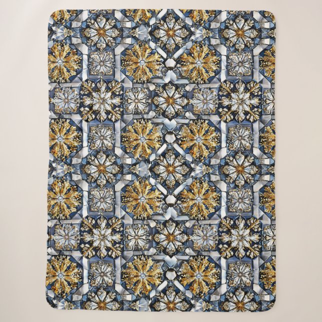 Couverture Sherpa Motif de flocon de neige symétrique (Devant)
