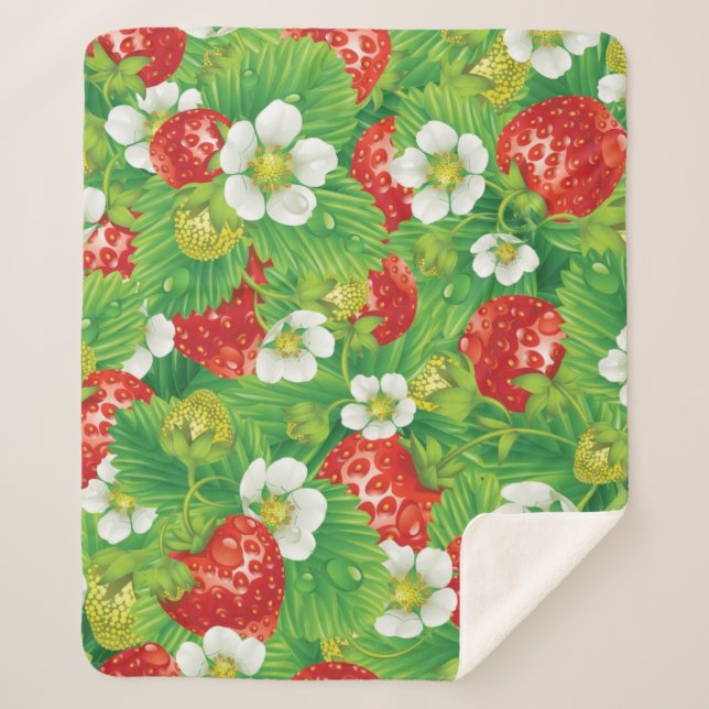 Couverture Sherpa Motif de fraises (Devant)