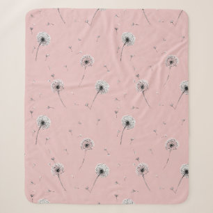 Couverture Sherpa Motif de graines de pissenlit minimaliste rose (2)