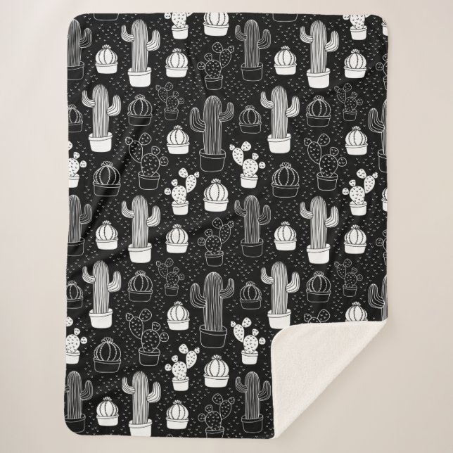 Couverture Sherpa Motif de gribouillis noir et blanc (Devant)