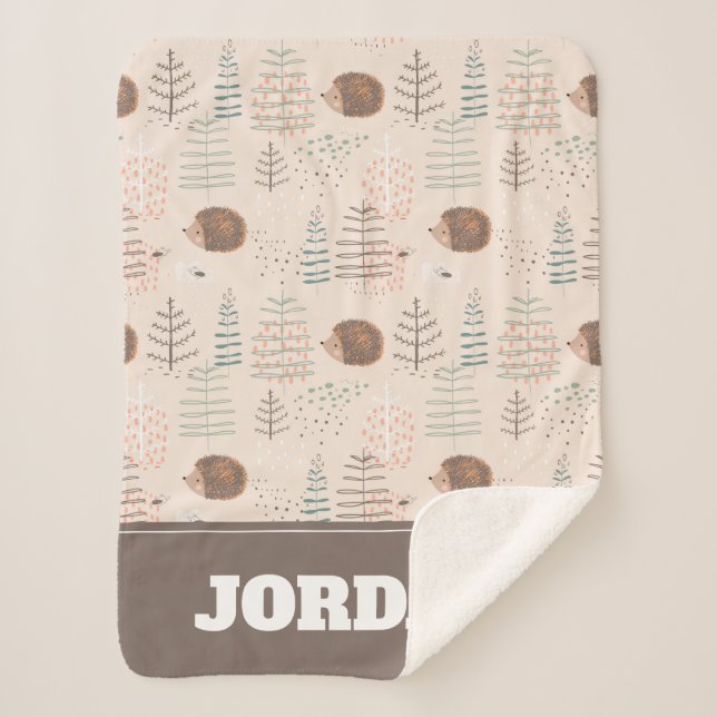 Couverture Sherpa Motif de hérisson de bois mignon (Devant)