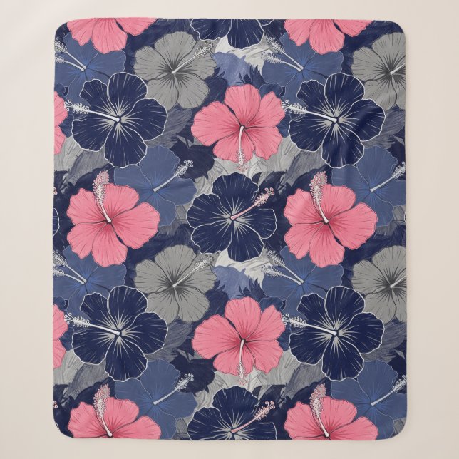 Couverture Sherpa Motif de Hibiscus Tropical Côtier (2) (Devant)