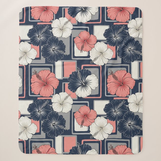 Couverture Sherpa Motif de Hibiscus Tropical Côtier (4) (Devant)
