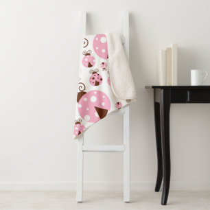Couverture Sherpa Motif De Ladybugs, Mignons Ladybugs, Pink Ladybugs