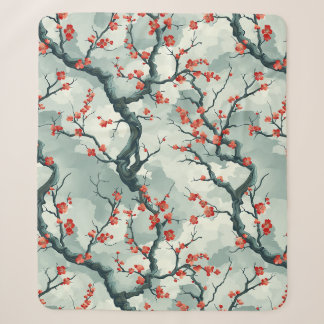 Couverture Sherpa Motif de lavis à l'encre de prunier rouge et de sa