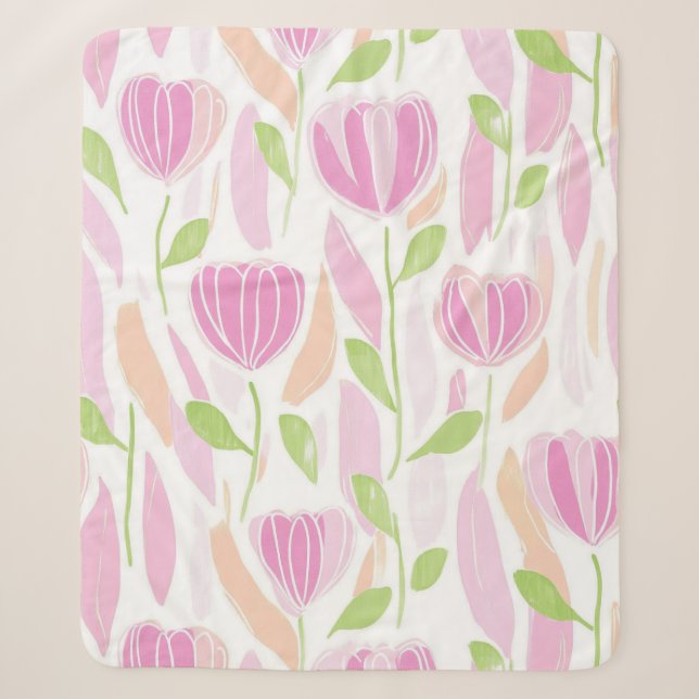 Couverture Sherpa Motif de ligne florale abstrait moderne (1) (Devant)