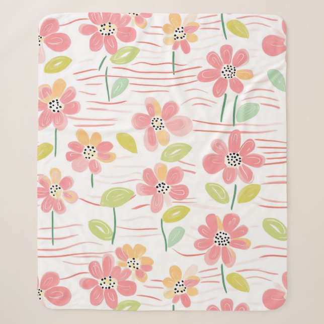 Couverture Sherpa Motif de ligne florale abstrait moderne (3) (Devant)