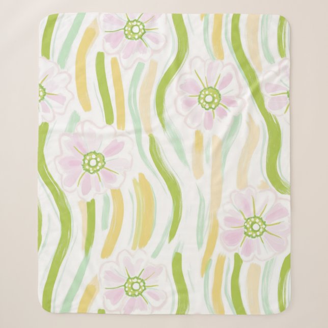 Couverture Sherpa Motif de ligne florale abstrait moderne (4) (Devant)