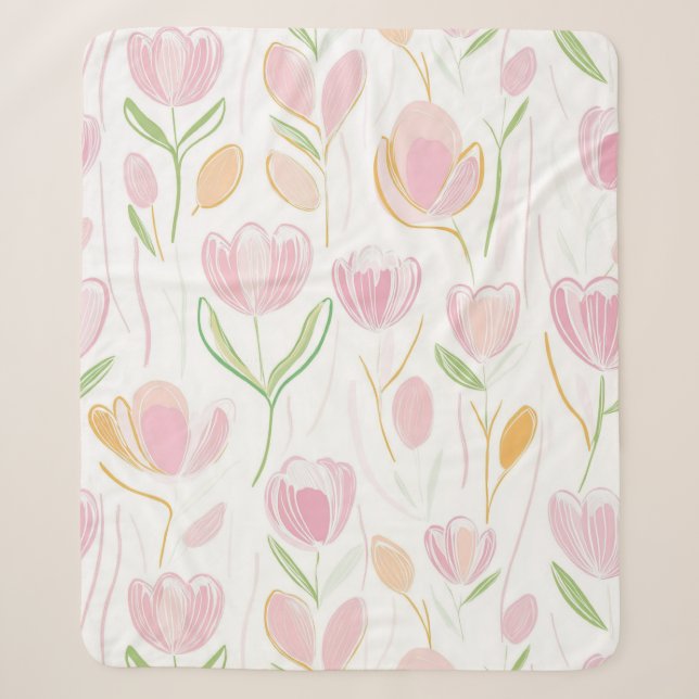 Couverture Sherpa Motif de ligne florale abstrait moderne (5) (Devant)