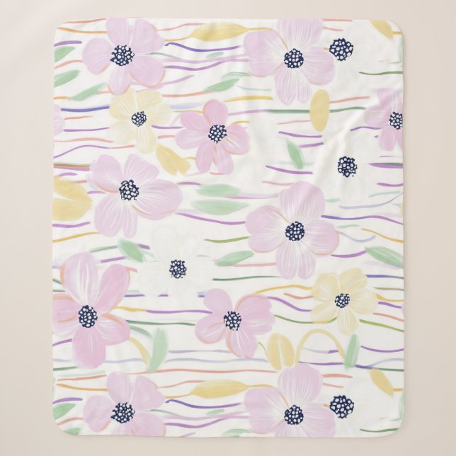 Couverture Sherpa Motif de ligne florale abstrait moderne (6) (Devant)