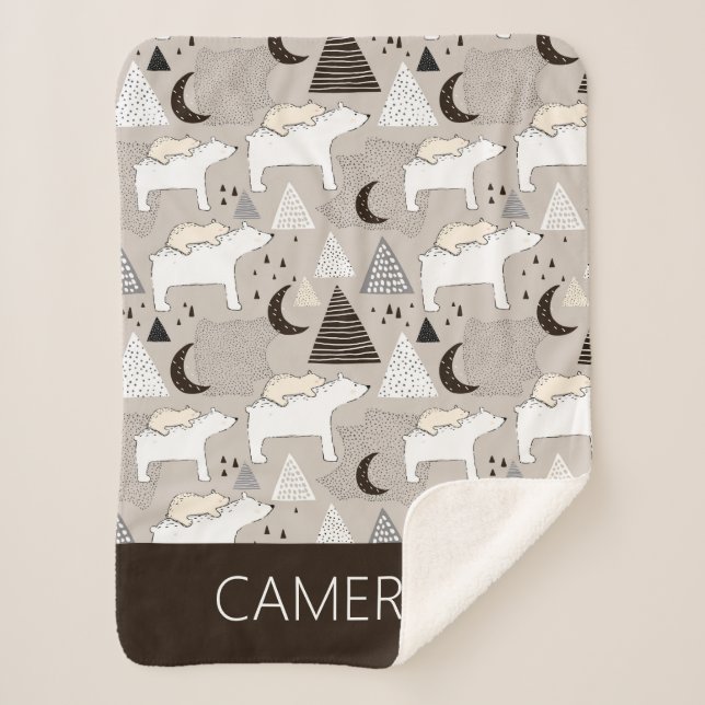 Couverture Sherpa Motif de l'ours de bois du mignon Doodland (Devant)