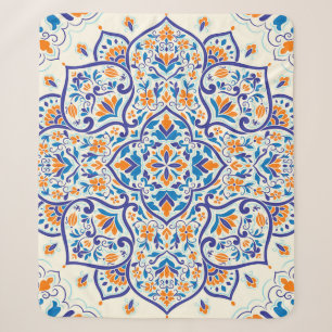 Couverture Sherpa Motif de luxe Orange Blue Ornament