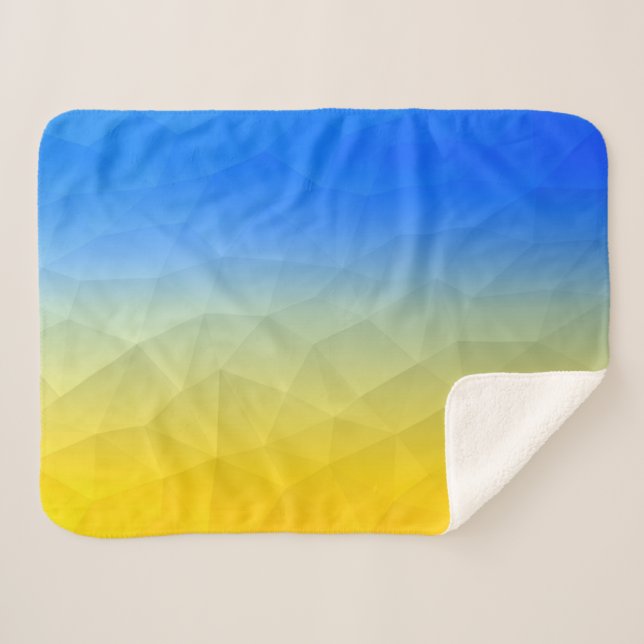 Couverture Sherpa Motif de maillage géométrique bleu jaune Ukraine (Devant (Horizontal))