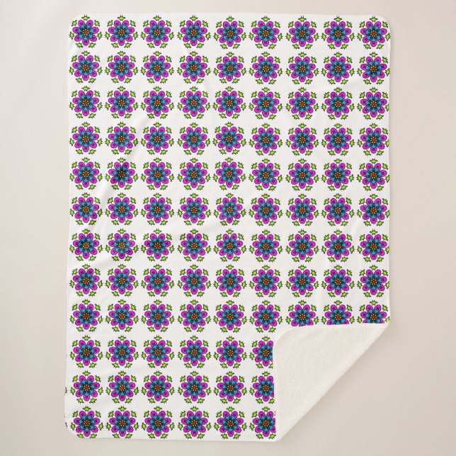 Couverture Sherpa Motif de mandala floral (Devant)