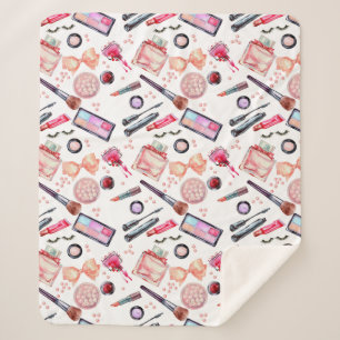 Couverture Sherpa Motif de maquillage d'aquarelle