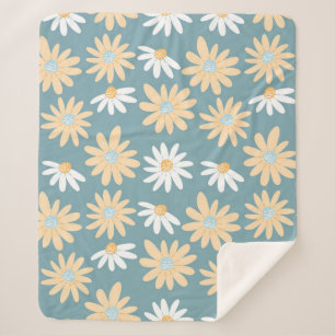 Couverture Sherpa Motif de marguerites en petits flowe sauvages naïf