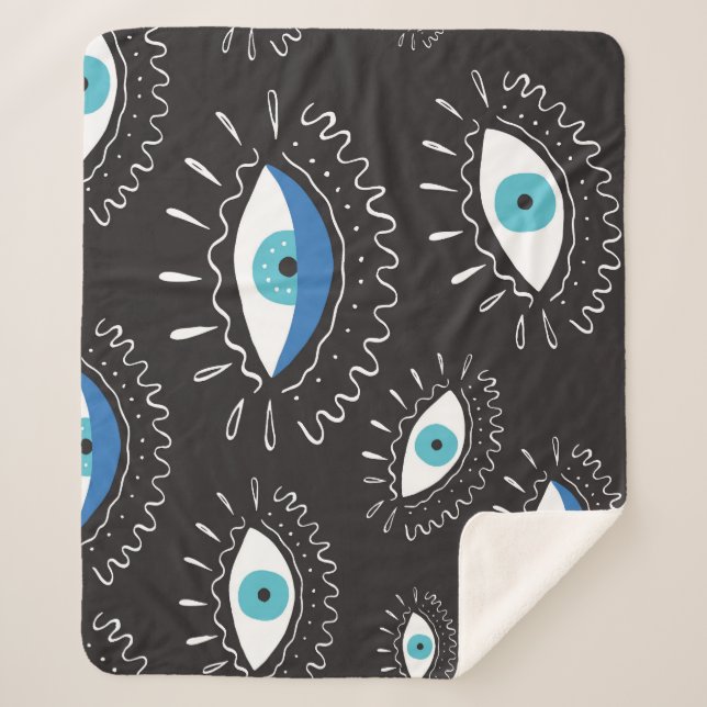 Couverture Sherpa Motif de mode pour les yeux tribaux (Devant)