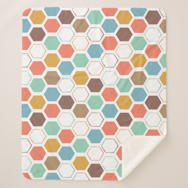 Couverture Sherpa Motif de module de ruche d'abeille (Devant)