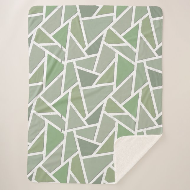 Couverture Sherpa Motif de mosaïque vert olive (Devant)