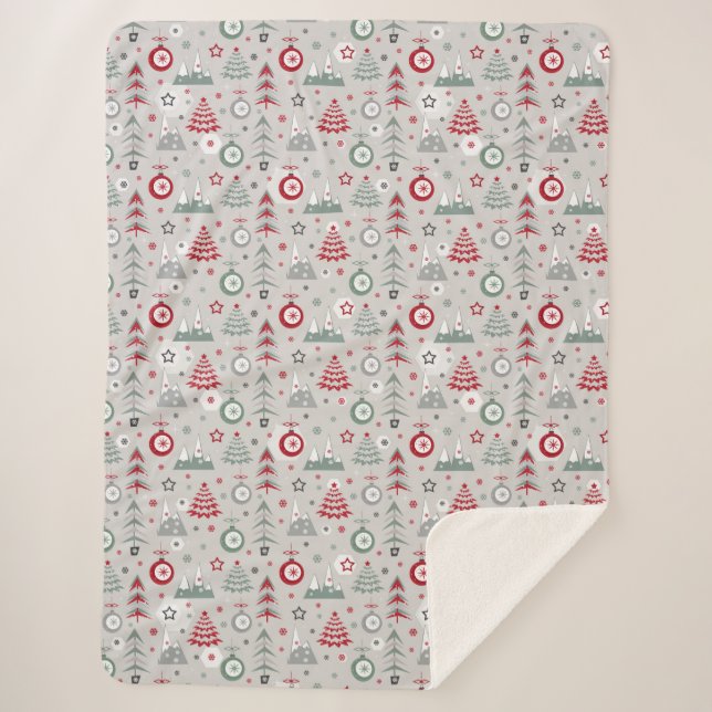 Couverture Sherpa Motif de Noël d'hiver. (Devant)
