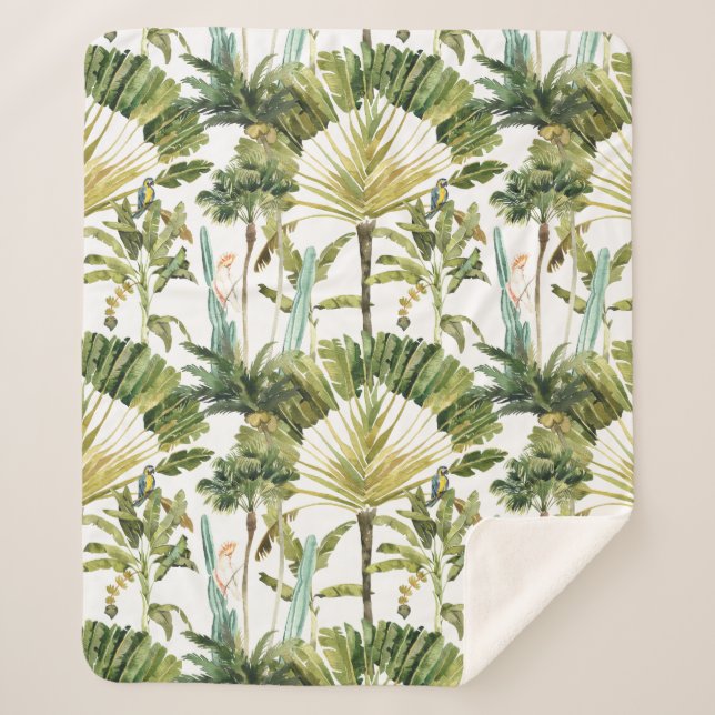 Couverture Sherpa Motif de palmiers tropicaux moderne (Devant)