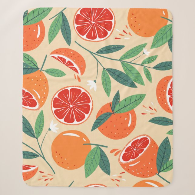 Couverture Sherpa Motif de pamplemousse sans couture. Design moderne (Devant)
