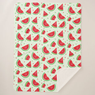 Couverture Sherpa Motif de pastèque Fruit rafraîchissant vert clair